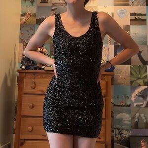 Sequin Black Mini Dress